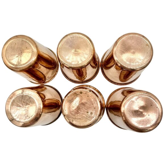 Set Of 6 Vintage Polished Copper Tumblers 10 Oz For Stylish Beverage Serving - Picture 3 of 3